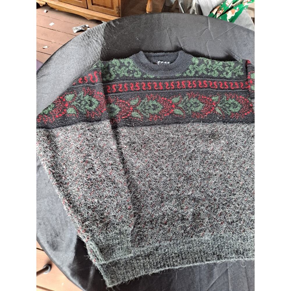 VTG Nuovo Wool Blend Mock Crew Sweater Winter Ski Christmas cabin Mens Sz Medium